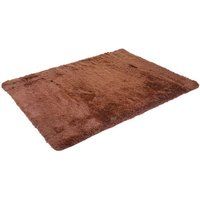 HWC-F69 Tapijt, shaggy loper hoogpolig langpolig, stof/textiel pluizig zacht 200x140cm ~ donkerbruin