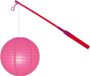 Merkloos / Sans marque Lampionstokje 40 cm - met lampion - fuchsia - D25 cm - Sint Maarten