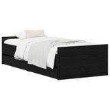 vidaXL Bedframe Zwart eiken 90 x 200 cm Bewerkt hout