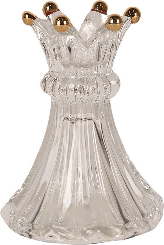 Clayre & Eef Kandelaar Ø 8x10 cm Transparant Glas