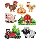 Diamond Pracht Creatives Diamond Painting stickerset, boerderijmotief, knutselset voor het maken van stickers met glanzende stenen, voor kinderen vanaf 5 jaar