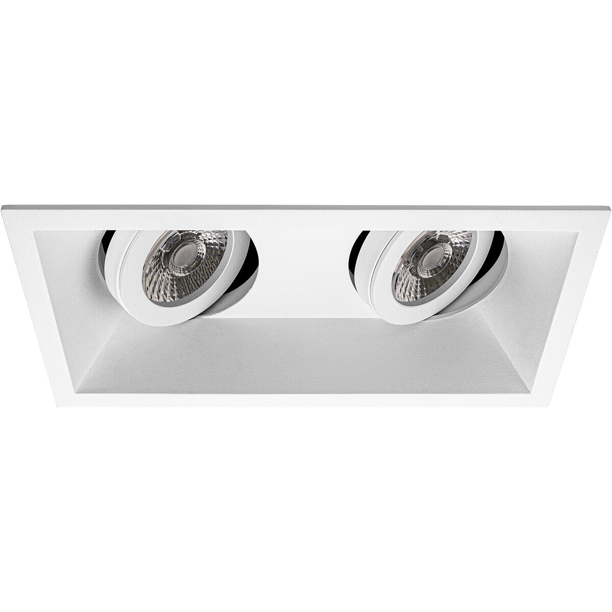 BES LED Spot Armatuur GU10 - Pragmi Zano Pro - Inbouw Rechthoek Dubbel - Mat Wit - Aluminium - Kantelbaar - 185x93mm