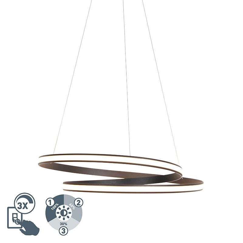 QAZQA Rowan - Moderne LED Hanglamp Zwart 72cm - 3 Staps Dimbaar