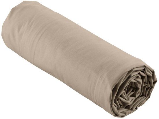 Douceur d'intérieur Percale hoeslaken 160x200 cm Lichtbruin Natuurlijk Katoen