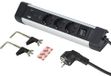 Electraline 62581 Aluminium stekkerdoos voor het bureau, 3-voudig + 3 USB (2 USB A 3.0A QC + 1 USB C PD20W) kabel 2 m, overspanningsbeveiliging, meervoudige stekkerdoos/tafelcontactdoos, stekkerstrip