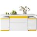 Pangivo Table basse relevable et extensible avec 4 tabourets de rangement MDF blanc et jaune 100x50x43 cm