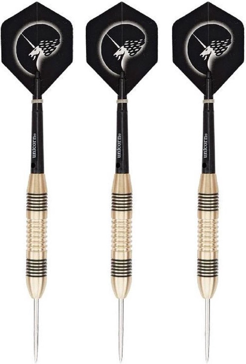 Unicorn 4x Set van 3 dartpijlen Core Brass 25 grams - Darten/darts sport artikelen pijltjes messing