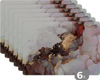 KitchenYeah Placemats - Marble - Red - Gold - Placemat Coasters - 45x30 cm - Set of 6