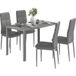 Ensemble salle à manger 4 chaises, table de cuisine similicuir, 120x70x75 cm, gris