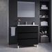 Saniclass Chaci PLUS Badkamermeubelset - 80x86x46cm - keramische wastafel wit - 1 wasbak - 1 kraangat - 3 lades - rechthoekige spiegel - mat zwart