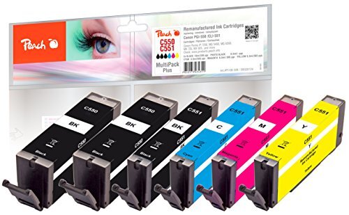 peach Spar Pack Plus inktpatronen compatibel met Canon PGI-550, CLI-551