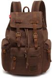 Koolehaoda Vintage Canvas Leren Rugzak Unisex Casual College Tas Wandeltas 17-inch Laptop Zakelijke Rugzak Canvas Rugzak (L- Koffie)