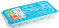 Plasticforte Tray met ijsblokjes - ijsklontjes vormpjes - 12 vakjes - kunststof - blauw - 26 x 12 cm