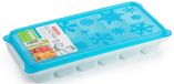 Plasticforte Tray met ijsblokjes - ijsklontjes vormpjes - 12 vakjes - kunststof - blauw - 26 x 12 cm