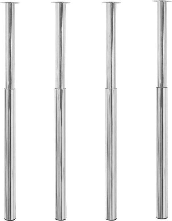 vidaXL Tafelpoten - Telescopisch - 4 stuks - 710-1100 mm - Chroomkleurig