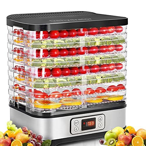 COOCHEER Voedseldroger, fruit, timer, timer, levensmiddeldroger, 250 W, LCD-display, temperatuur instelbaar 400W/LCD