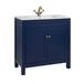 Hudson Reed Meuble de salle de bain - Meuble lavabo bleu marine 80cm avec lavabo | Boutons classiques en laiton brossé | Warwick