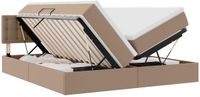 vidaXL Lit de rangement avec LED et rangement Cappuccino 180 x 200 cm Similicuir