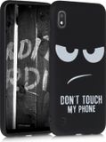 kwmobile telefoonhoesje geschikt voor Samsung Galaxy A10 - Hoesje voor smartphone in wit / zwart - Backcover van TPU - Don't Touch My Phone design