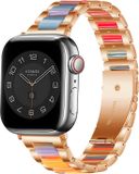 Strap-it Luxe Apple Watch bandje - Staal Resin RVS stainless steel - geschikt voor iWatch serie bandjes 1/2/3/4/5/6/7/8/9/10/11/SE/SE2/SE3 - met maat: 38 / 40 / 41 / 42mm - vlinder sluiting - kleurrijk Rose gold