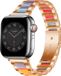 Strap-it Luxe Apple Watch bandje - Staal Resin RVS stainless steel - geschikt voor iWatch serie bandjes 1/2/3/4/5/6/7/8/9/10/11/SE/SE2/SE3 - met maat: 38 / 40 / 41 / 42mm - vlinder sluiting - kleurrijk Rose gold