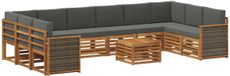 vidaXL Ensemble de canapés d'extérieur 8 pièces Naturel et Anthracite