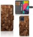B2Ctelecom Book Style Case voor Samsung Galaxy M53 Wooden Cubes