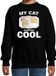 Bellatio Decorations Bol Witte kat katten trui / sweater my cat is serious cool zwart - kinderen - maat 152/164