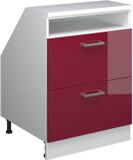 Vicco Rion Kast voor schuine wand – 60 x 81.6 cm met 2 laden, kastromp 60 cm diepte Rode hoogglans