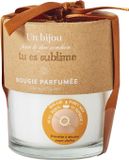 WDMT Bougie parfumée avec bijou caché - Parfum Figue - Bougie avec bracelet à breloque soleil en surprise - Orange