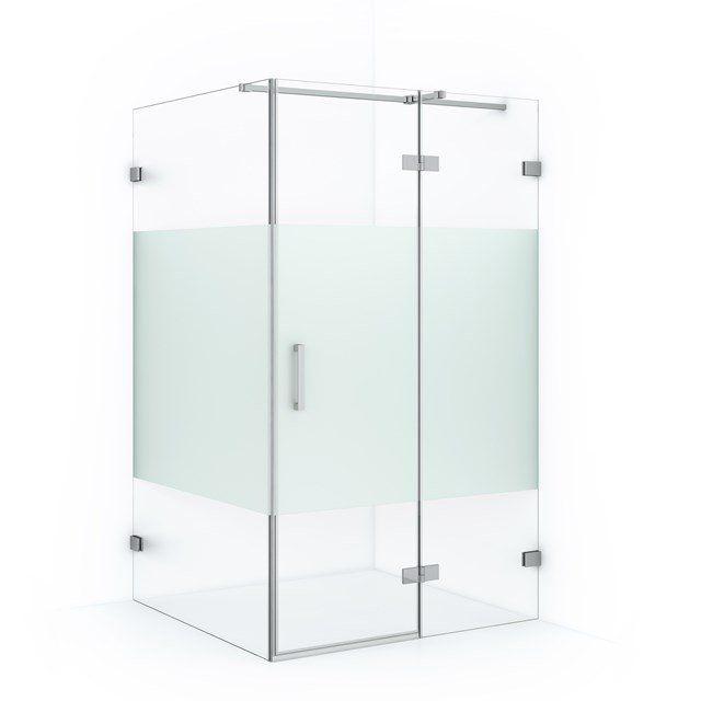 Maxaro Douchecabine Diamond 110x110cm 8mm Helder Veiligheidsglas met Matte Strook Chroom