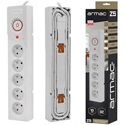 ARMAC Surge Protector Z5 3M 5X SALIDAS FRANCESAS 10A ORGANIZADOR DE CABLES GRIS