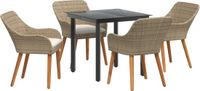 vidaXL Tuin Eettafel Set 5-delig Beige Polyrattan