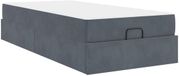 vidaXL Cadre de lit avec matelas, gris foncé, 100 x 200 cm, velours
