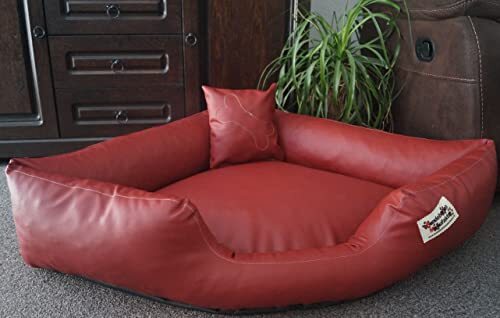 Hundebettenmanufaktur Canto Hondenbed, hoekbed, hondensofa, slaapplaats, kunstleer, (130 cm x 130 cm, steenrood)