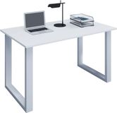 VCM Bureau, Werkbureau, Studiebureau, Schrijfbureau, Computertafel, Werktafel, Kantoortafel, 140x80x76 cm, Spaanplaat, Silber / Weiß