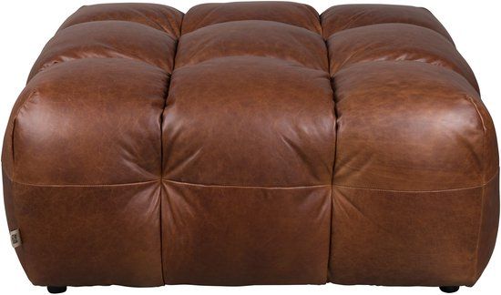 Dutchbone Hackman Hocker Leer Chocolade Bruin