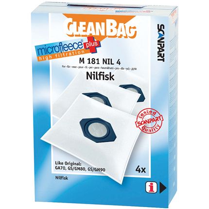 Cleanbag M 181 NIL 4 Stofzuigerzakken - 4 stuks - Universeel - Fleece - Wit