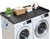 Vevor Werkblad voor Wasmachine en Droger (137 x 69,9 cm) met Opstaande Rand en Haken, Zwart
