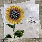 WHITE COTTON CARDS I'm Sorry Sunflower PD253 wenskaart, handgemaakt, wit