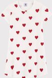 Petit Bateau Meisjesnachthemd met hartjes in katoen Meisjes Nachthemd - Wit/Rood