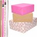 Shoppartners Bv 8x Rollen transparant folie/inpakpapier pakket - roze/bruin/wit met hartjes 200 x 70 cm