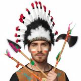 Boland Indianen Verkleed Accessoires Set - Veren Tooi - Speer - Tomahawk Bijl - Met Ornamenten - Voor Volwassenen
