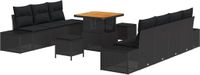 vidaXL Tuinbank Set Zwart Poly Rattan