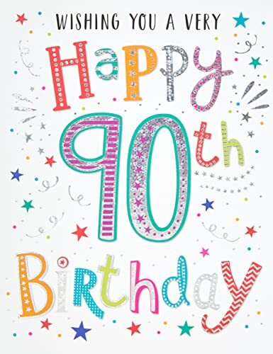 Piccadilly Greetings Piccadilly Greetings Modern Milestone Age Happy Birthday Card 90e - 8 x 6 inch - Regal Publishing, rood|grijs|geel|groen