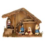 Merkloos / Sans marque Complete kinder kerststal met kerststal beelden - 39 x 19 x 28 cm - hout/polyresin