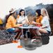 Bol Campingpannenset, set de casseroles en aluminium, bouilloire avec sac en filet pour le camping, set de cuisine, randonnée et pique-nique, pour 2-3 personnes