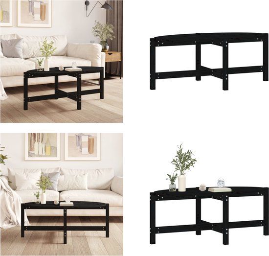 vidaXL Salontafel 118x63x45 cm massief grenenhout zwart