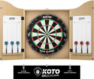 KOTO - Darts Center Licht Eiken - Classic Dartbord - Darts (6x) - Throwline - Whiteboard + Marker - Dartset - Dartkabinet