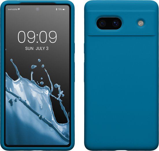kwmobile telefoonhoesje geschikt voor Google Pixel 7a - Hoesje met siliconen coating - Smartphone case in Caribisch blauw